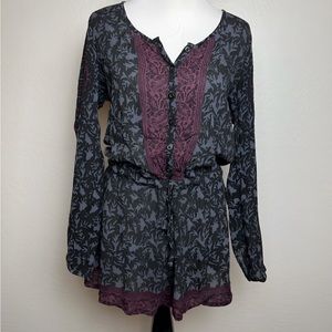 Free People Resort Romper in Black Boho Mixed Print